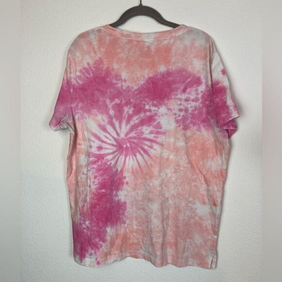 PINK VS oversized cotton tie dyed graphic T w/ side vents vacay vibes💕 - Picture 3 of 6